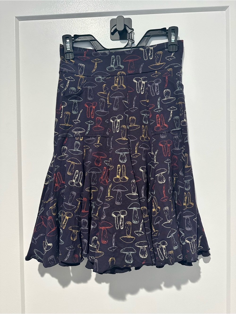 Ellfie’s Heart Blue Mushroom-Print Skater Skirt